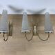 Pair of brass and opaline wall lamps 50s