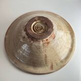 Glazed ceramic dish with green and blue floral decoration – vintage southern earthenware – handmade