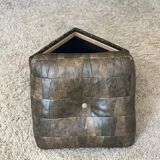 Khaki leather patchwork pouf / chest