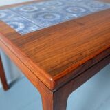 Rosewood coffee table with blue ceramic tiles, Denmark 1960s