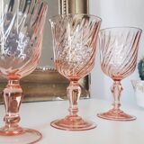 set of 6 red wine glasses pink rosaline luminarc arcoroc 14.5cm vintage