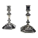 Pair of antique candlesticks in silver metal
