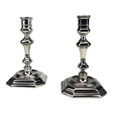 Pair of antique candlesticks in silver metal