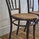 Set of 4 chairs signed Thonet with caning