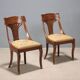Antique Louis-Philippe chairs in walnut and fabric, Italy, 19th century.