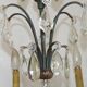 French Art Deco 6-Light Green Finish Bronze Crystal & Glass Chandelier 5343