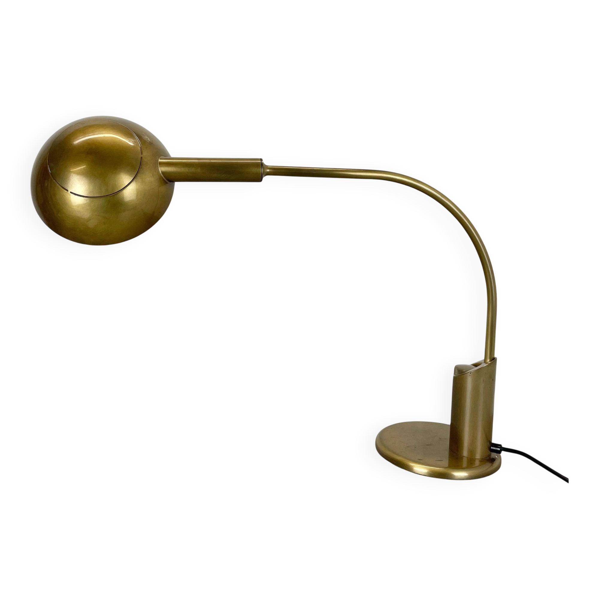 Large Modernist 60cm Table Lamp in Brass and Metal by Florian Schulz, Germany, 1970s
