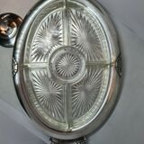 Art deco presentation dish in silver metal and glass compartments