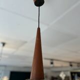 Resin and teak ball pendant light