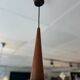 Resin and teak ball pendant light
