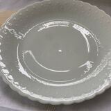 white plate with white Limoges pattern