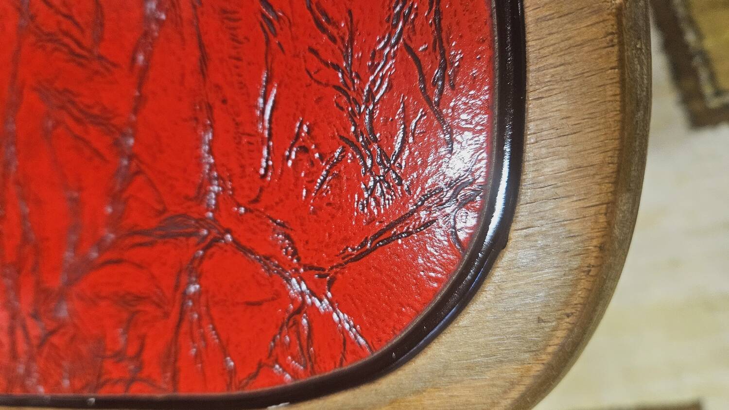 Set of 12 vintage 1960s red leatherette bistro chairs