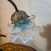 brass lamp 1975 electric working superb blue translucent tulip 42x30