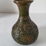 Small glazed vase with raised floral decoration