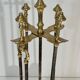 Fire Tool Set in Brass and Brushed Steel with Claw Feet, Attributed to the