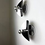 Paire de lampes murales "Folio", style spatial, métal chromé, Italie, 1970