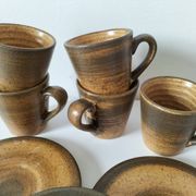 Set of 5 Longchamp France cups and 5 saucers in Japandi style