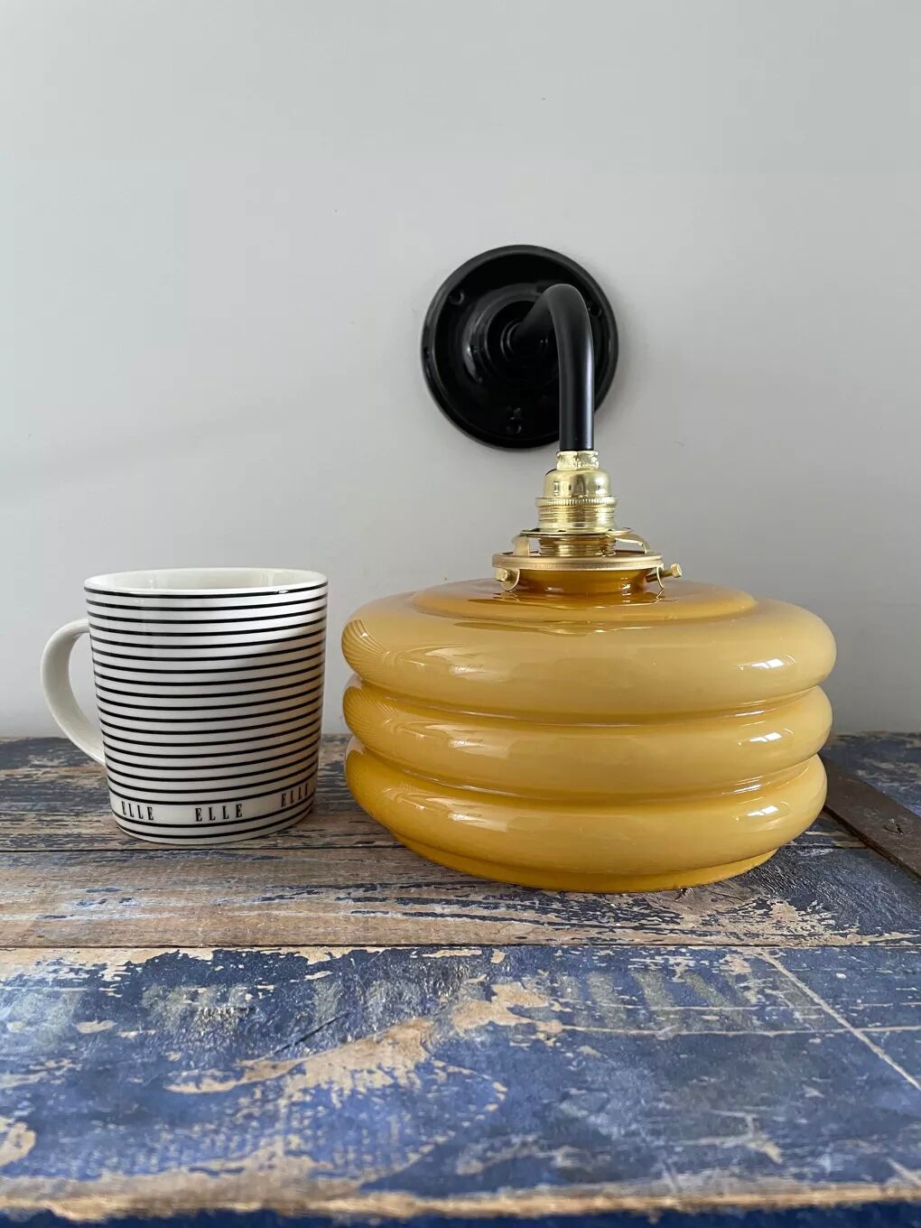 Pair of art deco opaline wall lights