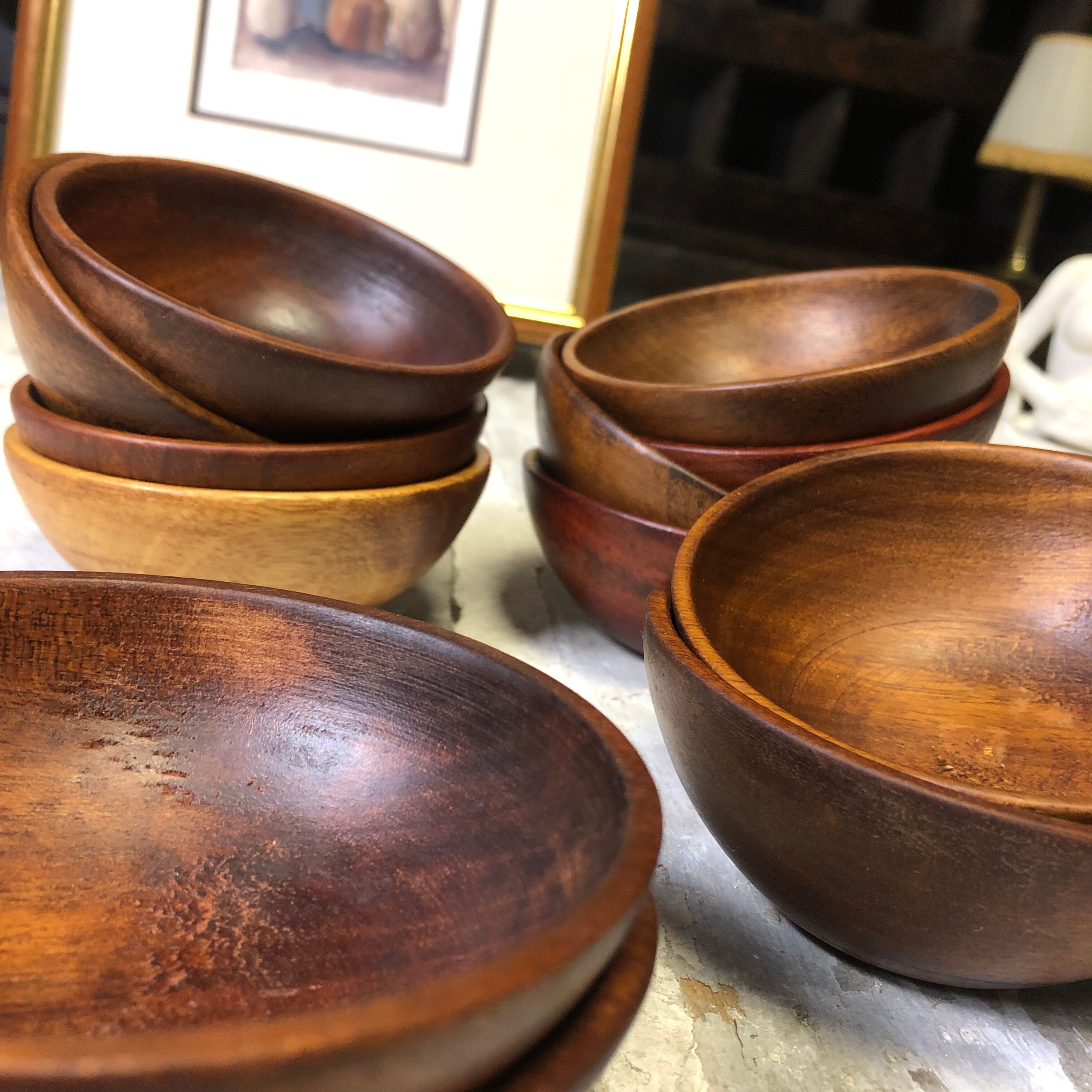 Set of 12 wooden bowls