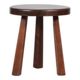 1970s brutalist oak stool from the netherlands