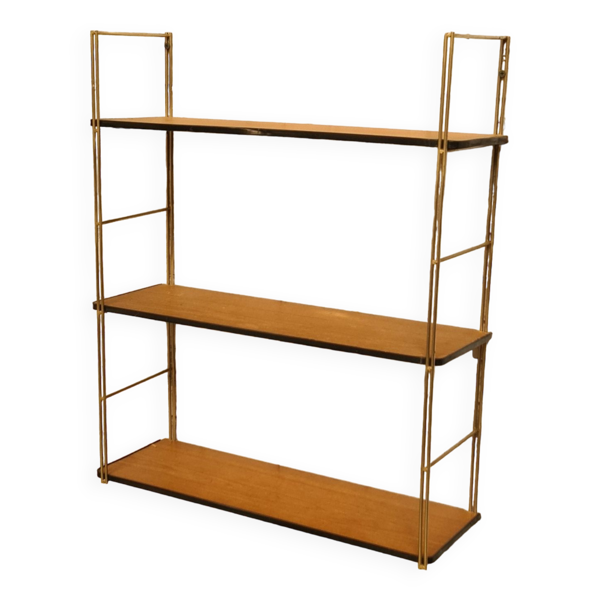 Shelf 1950 to 60 string wood veneer with rod on the edge of the shelf h60x17x50