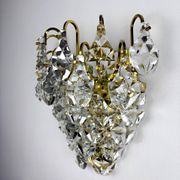 Kinkeldey XL 5-tier cut crystal wall sconce, gilt brass, Germany, 1970s
