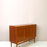 Scandinavian teak highboard with drawers