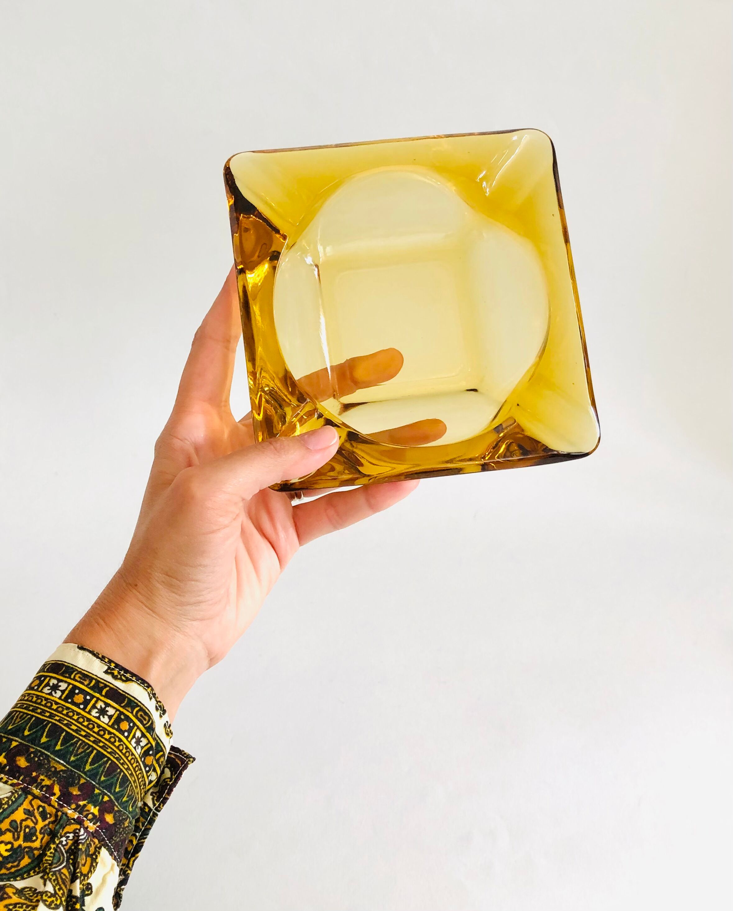 Vintage amber glass ashtray