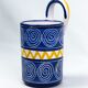 Robert Picault – Enamelled earthenware utensil holder in blue and yellow – Vallauris