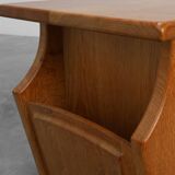 Mid-Century Blonde Oak Side Table, France 1980s