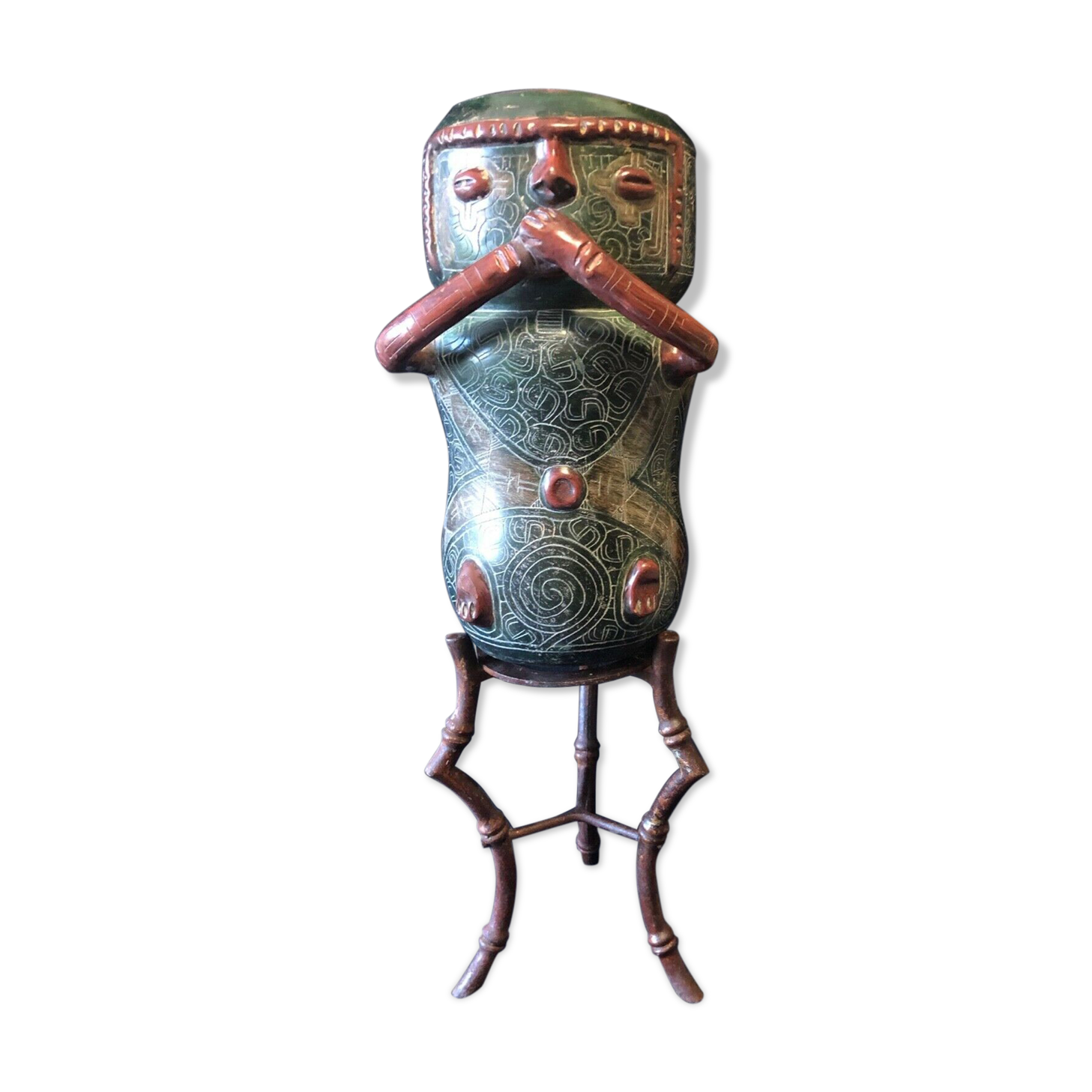 Anthropomorphic vase 68 cm ceramic and wrought iron