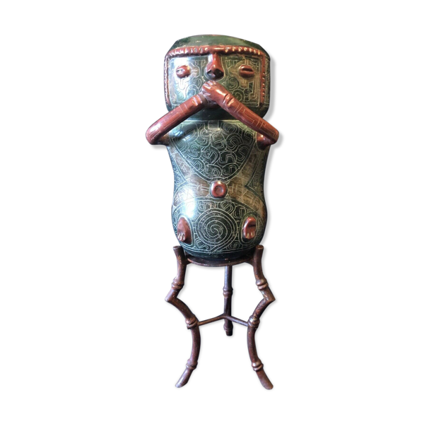 Vase anthropomorphe 68 cm céramique et fer forgé