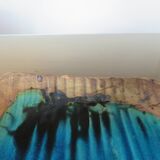 Vallauris dove pottery pocket in sandstone and blue ceramic 50s 60s