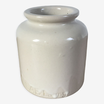 Beige stoneware mustard pot