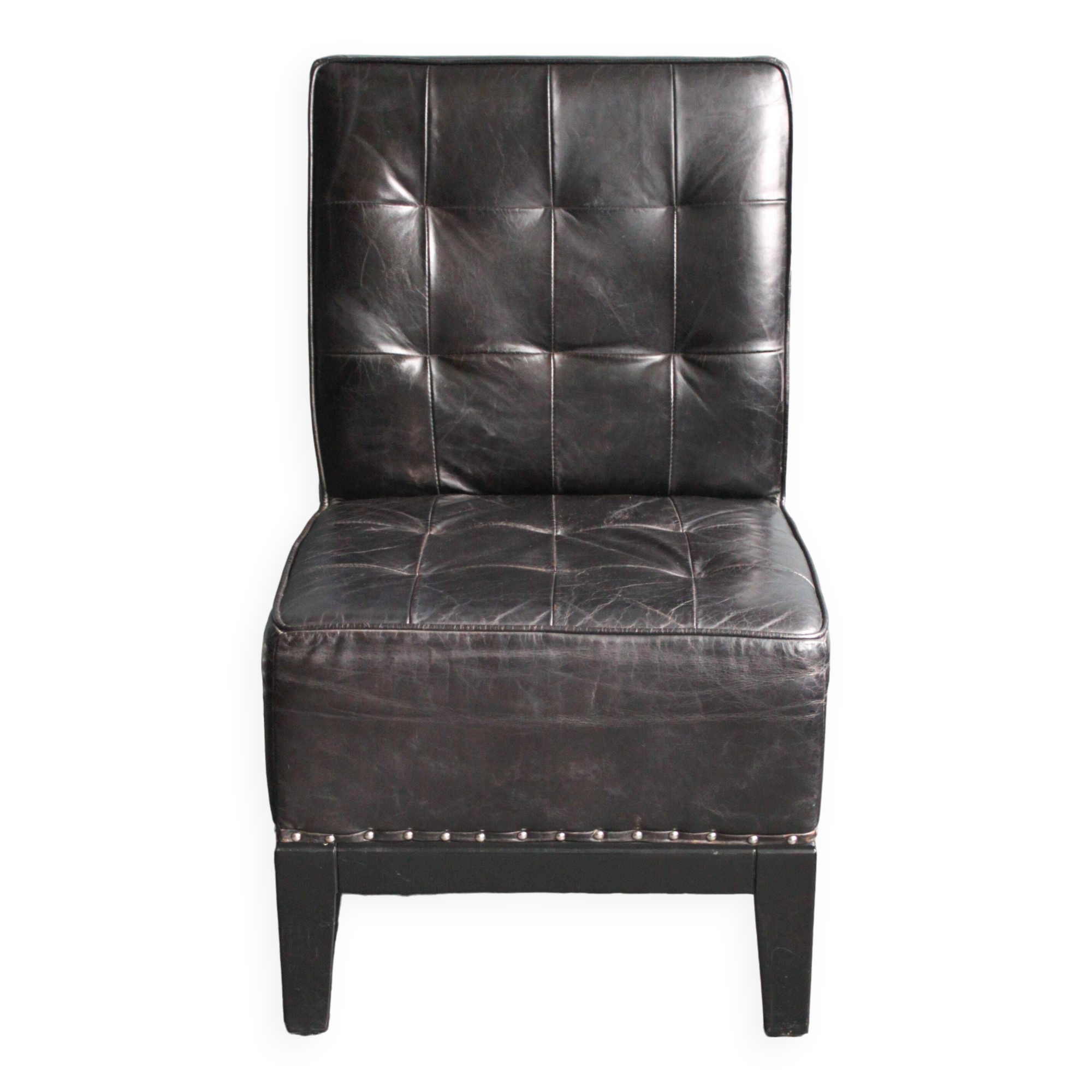 Modern black leather armchair, 20th century.