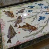 Ceramic coffee table with fish patterns