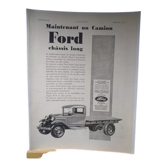 Une publicité papier camion Ford issue revue d'époque année 1930