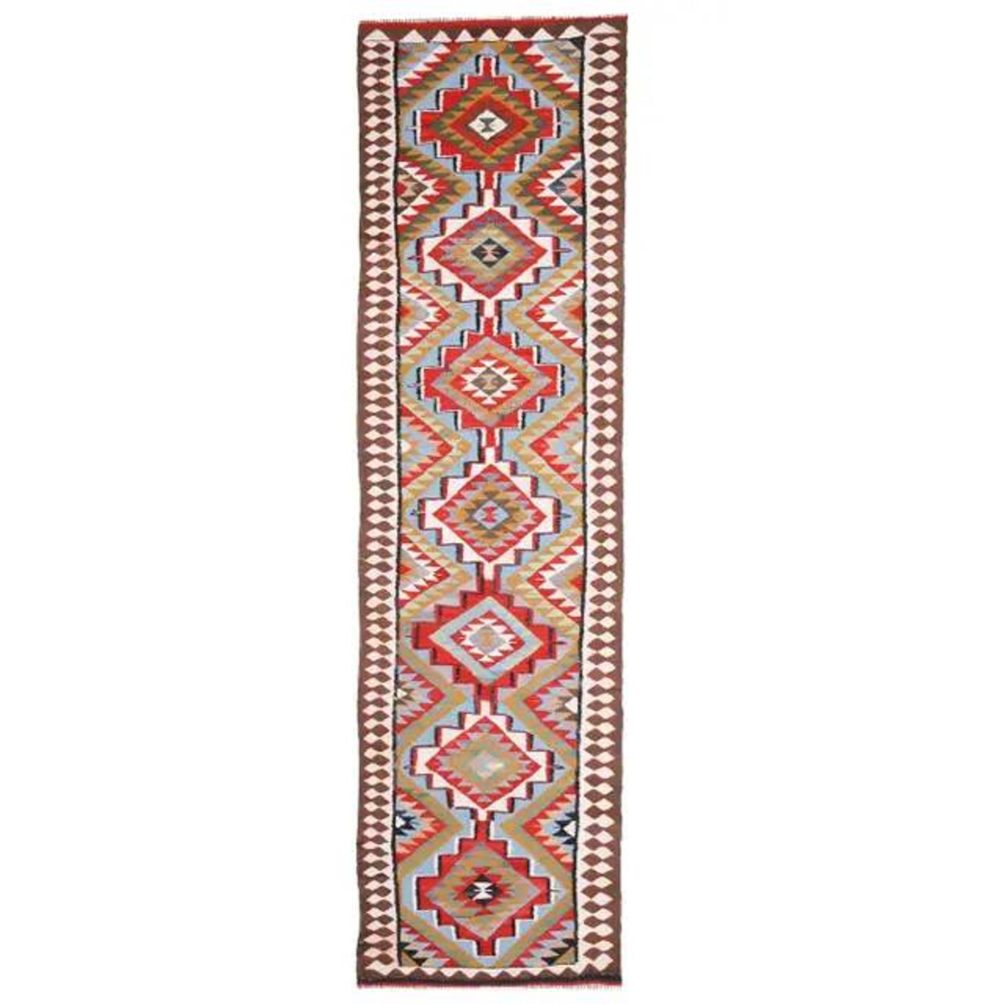 1970s Vintage Turkish Hand-Knotted Wool Cotton Red Runner Rug 93x355