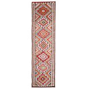 1970s Vintage Turkish Hand-Knotted Wool Cotton Red Runner Rug 93x355