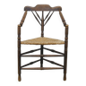 Chaise d'Angle Tripode Antique, Pays-Bas, en Chêne et Jonc