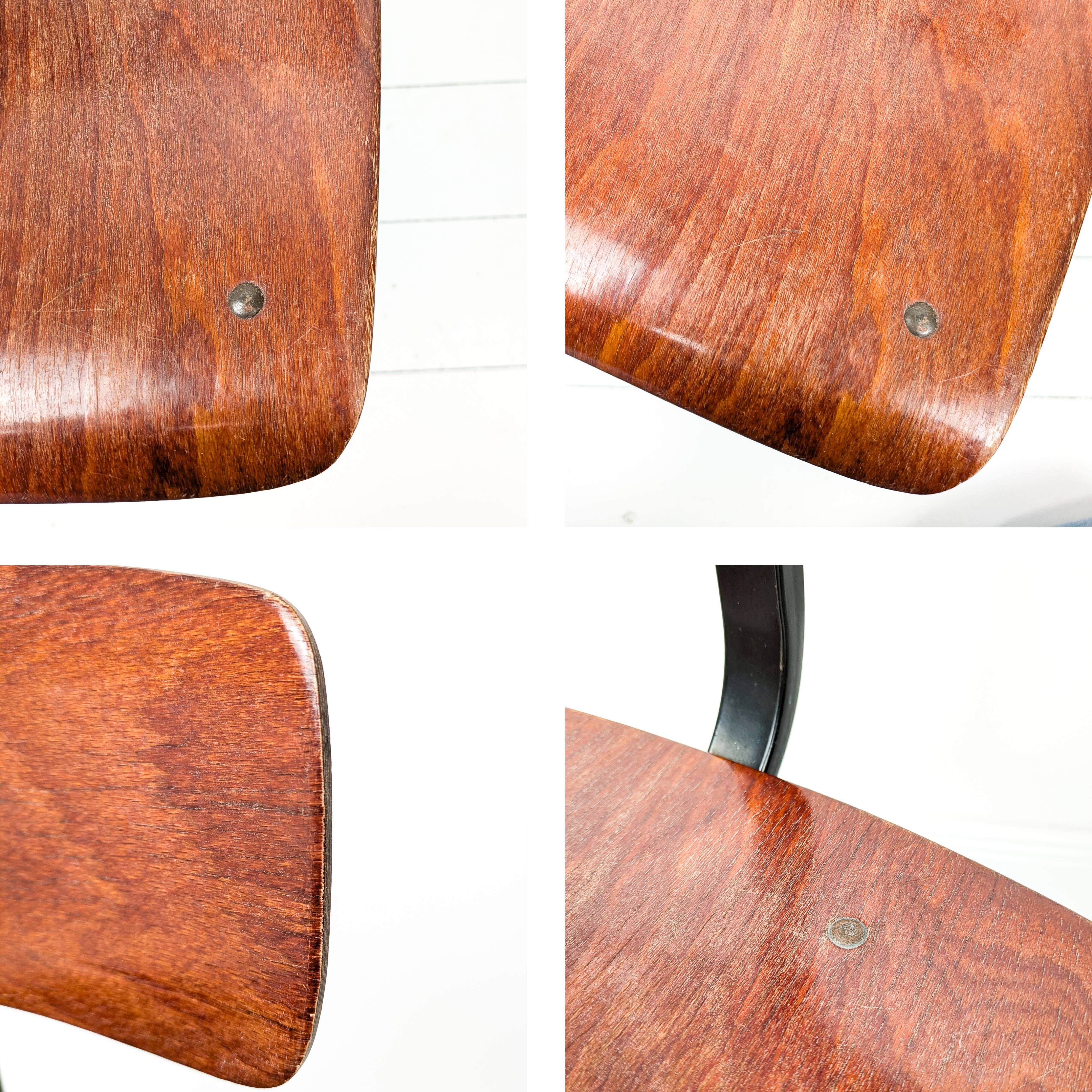 Mid Century Chaise d'école Chaise d'enfant Bois Métal Vintage Rétro Chambre d'enfant Pied Skandi Sca