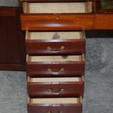Antique Hardwood Desk with Leather Top and Slanted Drawer