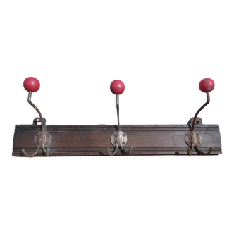 Vintage wood and metal coat rack