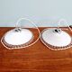 Pair of Art Deco pendant lights in scalloped white opaline, 1920-30
