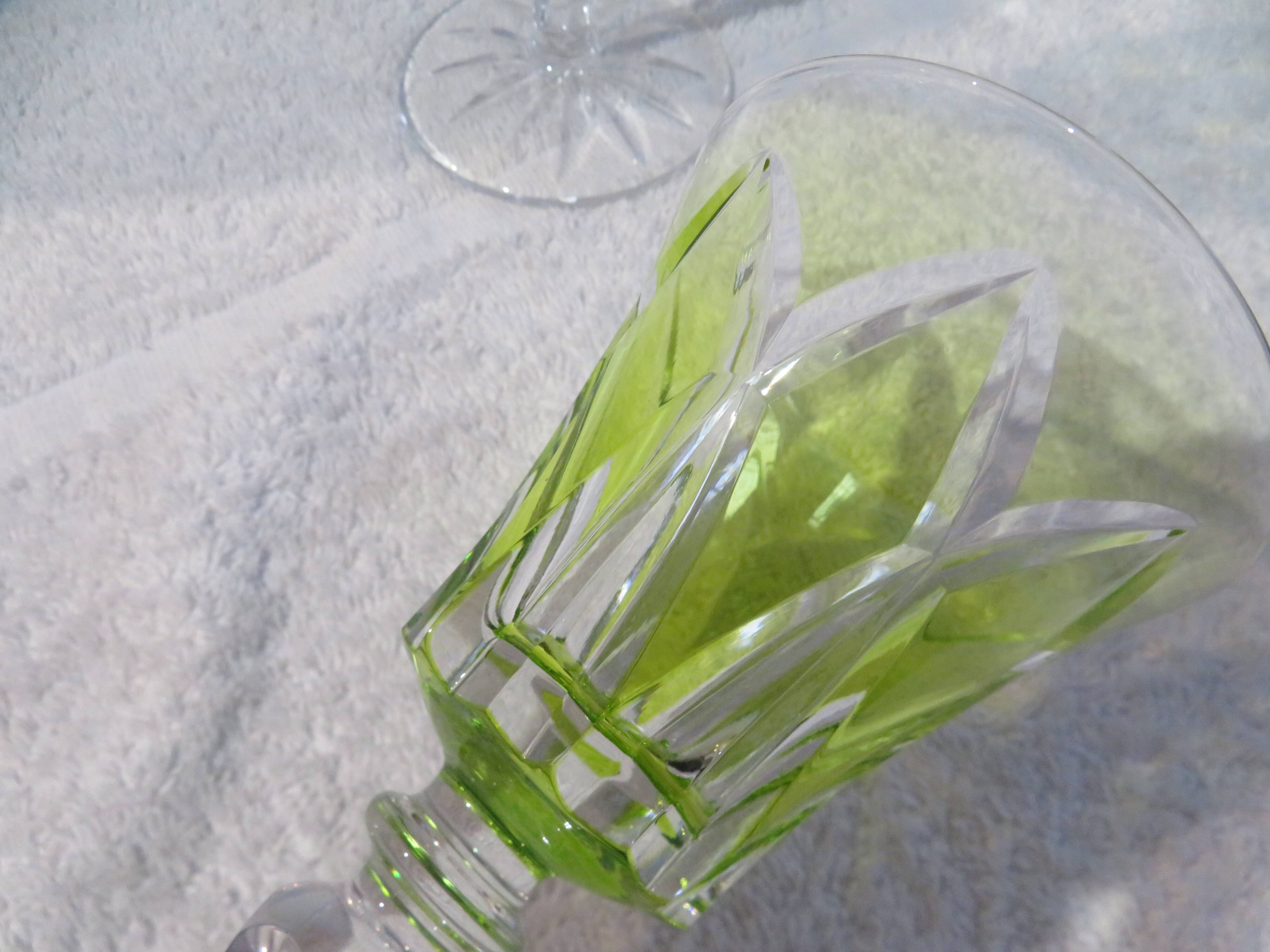 2 wine glasses 16cl crystal saint Louis unsigned Camargue Vert Chartreuse