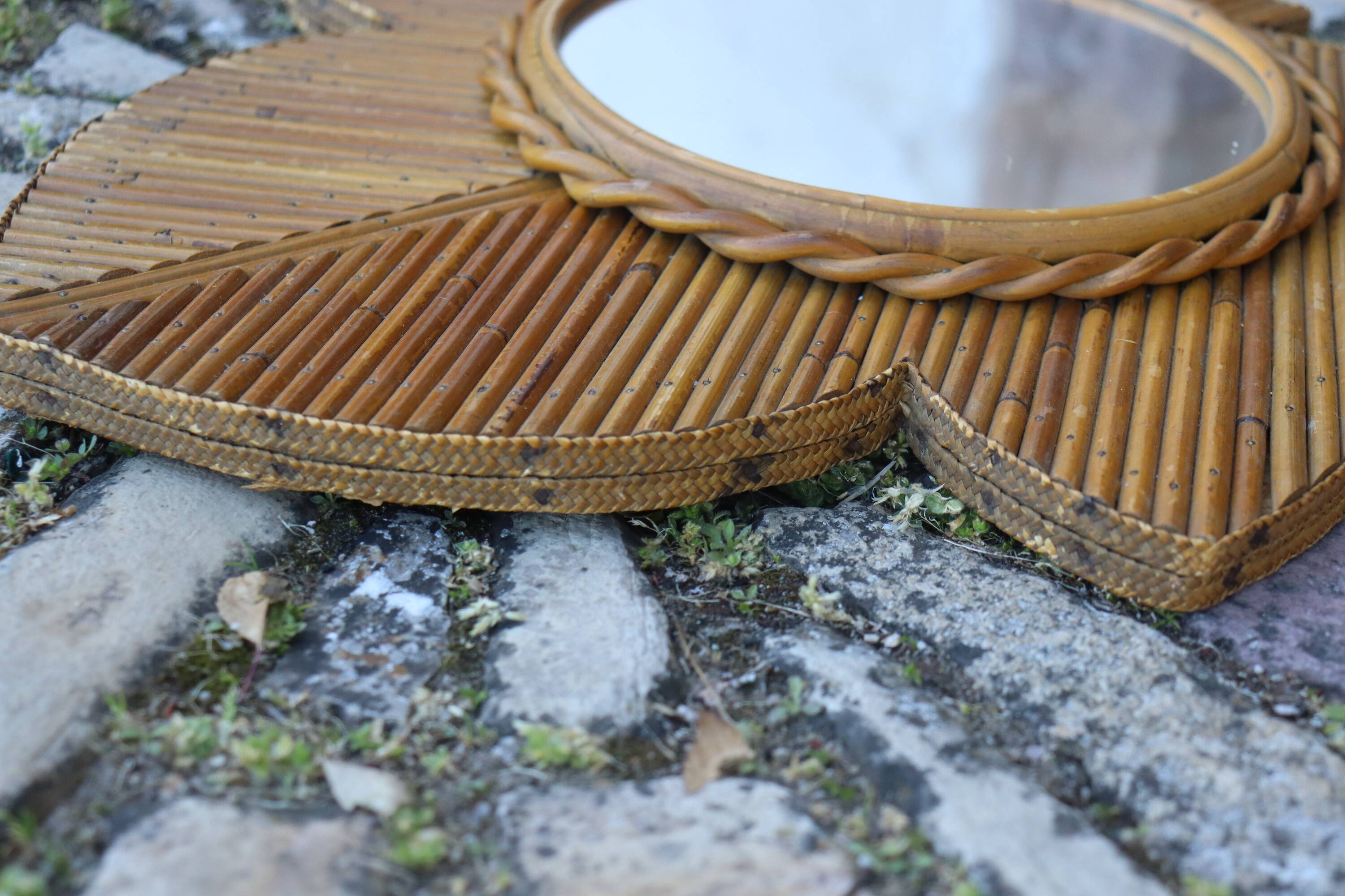 Rattan Mirror by VivaÏ Del Sud Italy 1970