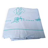 Green CP monogram linen sheet