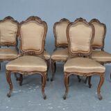 Set of 6 chairs style Louis XV Walnut end XIX