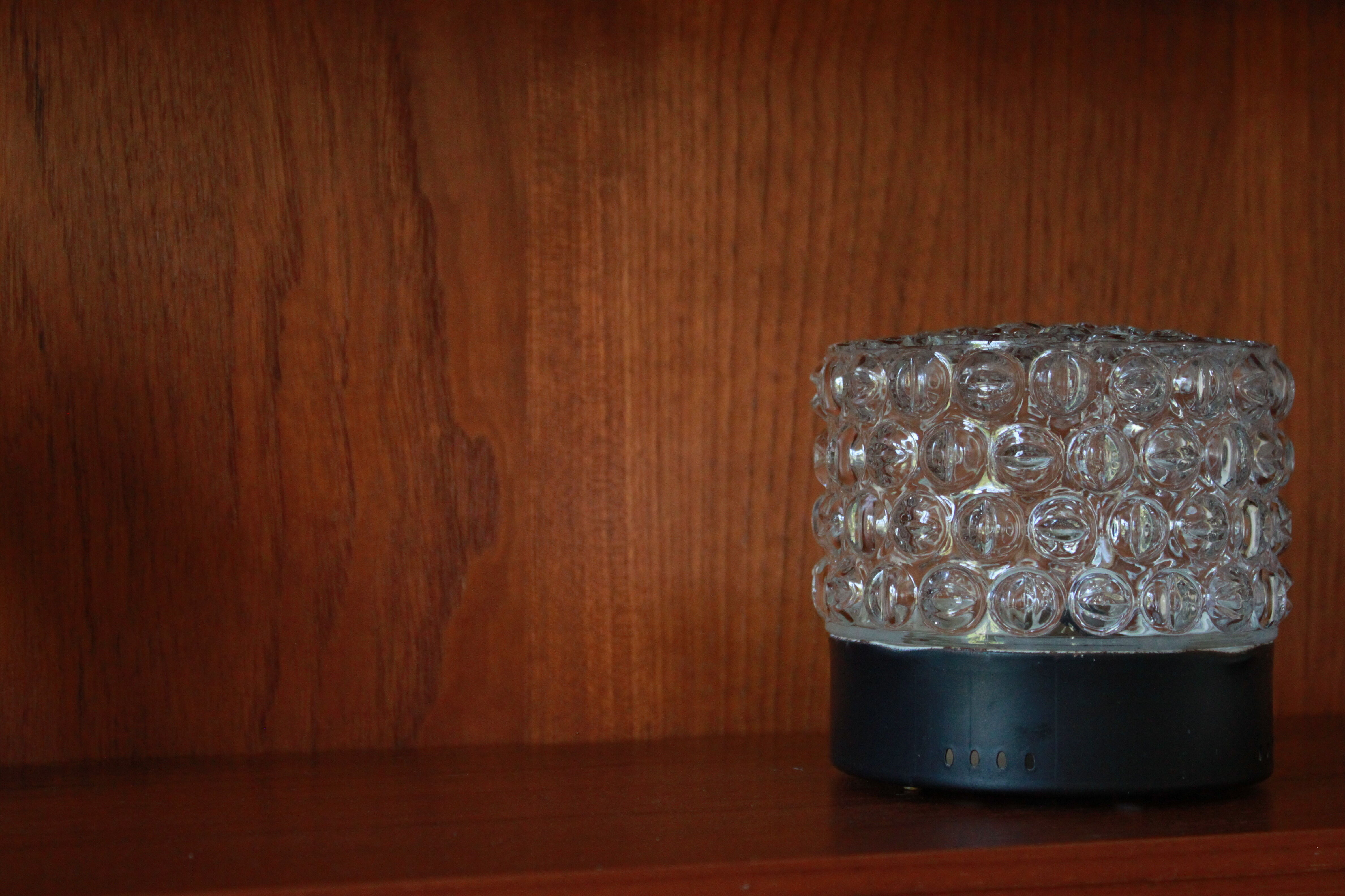 Pair of 1970 molded glass bedside lamps