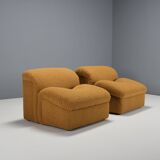 Exceptional Set of Two Bouclé 'Onda' Lounge Chairs by MetalArte, 1970s